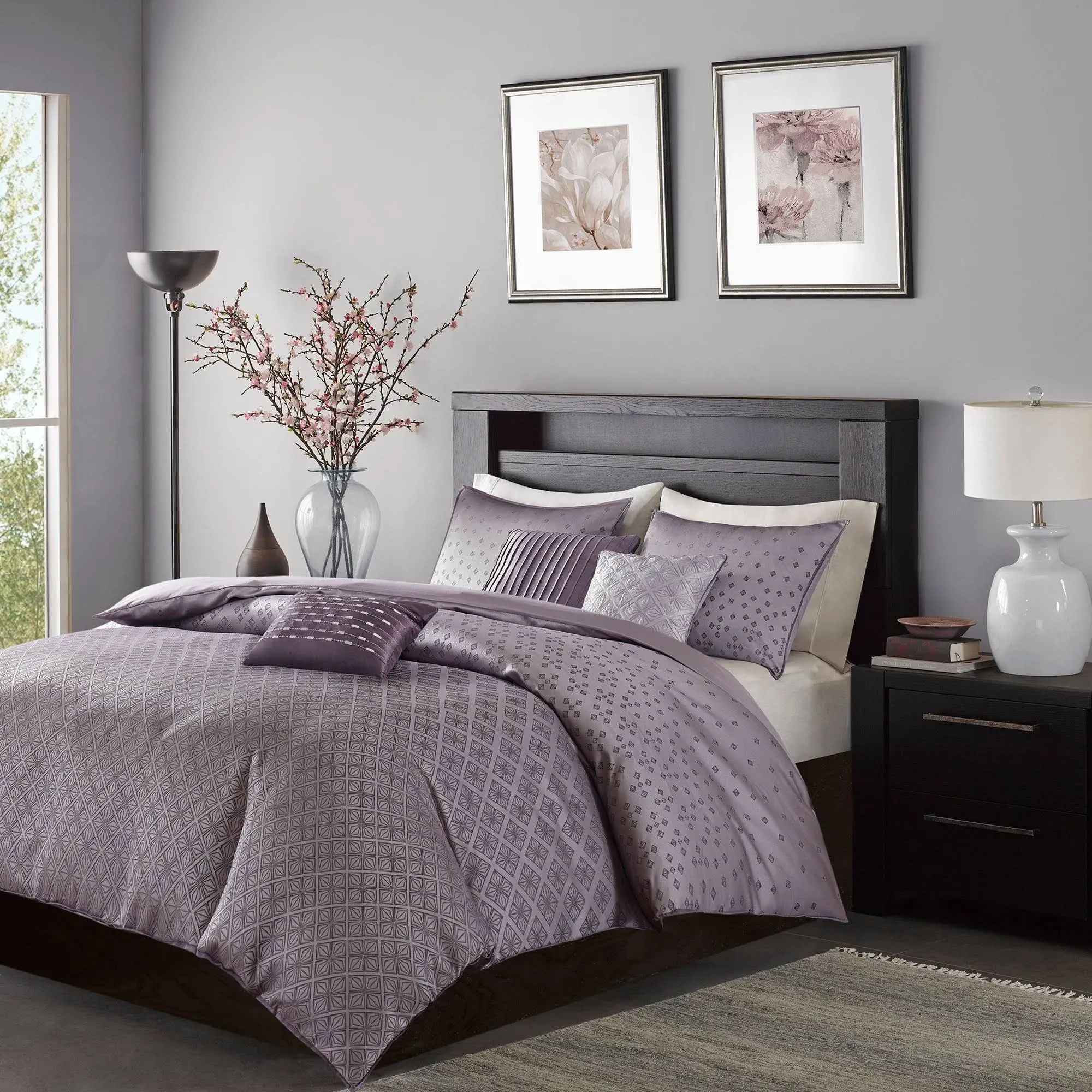 Madison Park - Biloxi 6 Piece Duvet Cover Set - Purple - King/Cal King