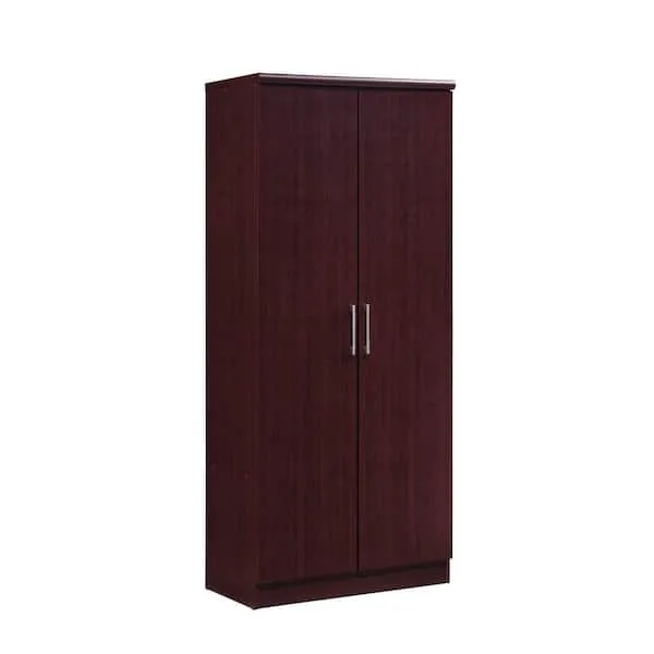 Hodedah 2-Door Mahogany Armoire with Shelves