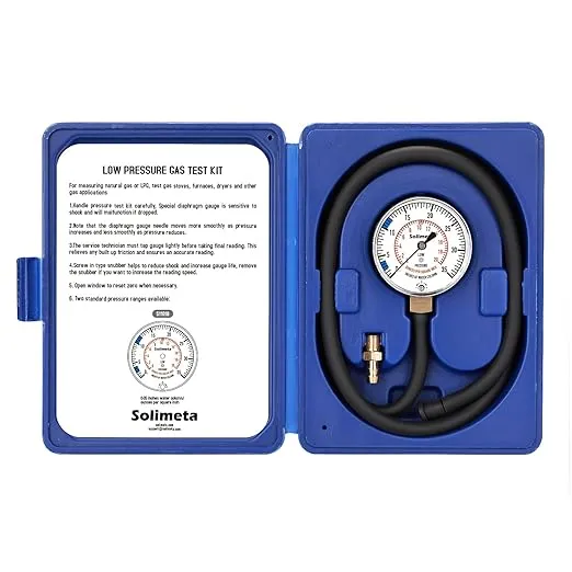 Solimeta Natural Gas or LP Gas Manifold Pressure Test Kit, LP Gas Pressure Tester, Natural Gas Meter, 0-35" W.C