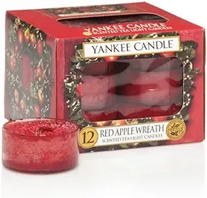 Red Apple Wreath Yankee Candle Tea Lights - Set of 12