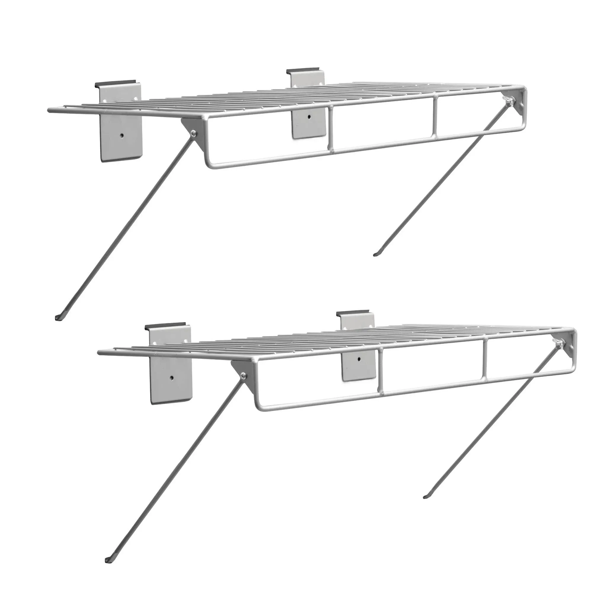 CrownWall Universal Slatwall Steel Wire Shelf with Rail, 2-Pack (24-in x 12-in)