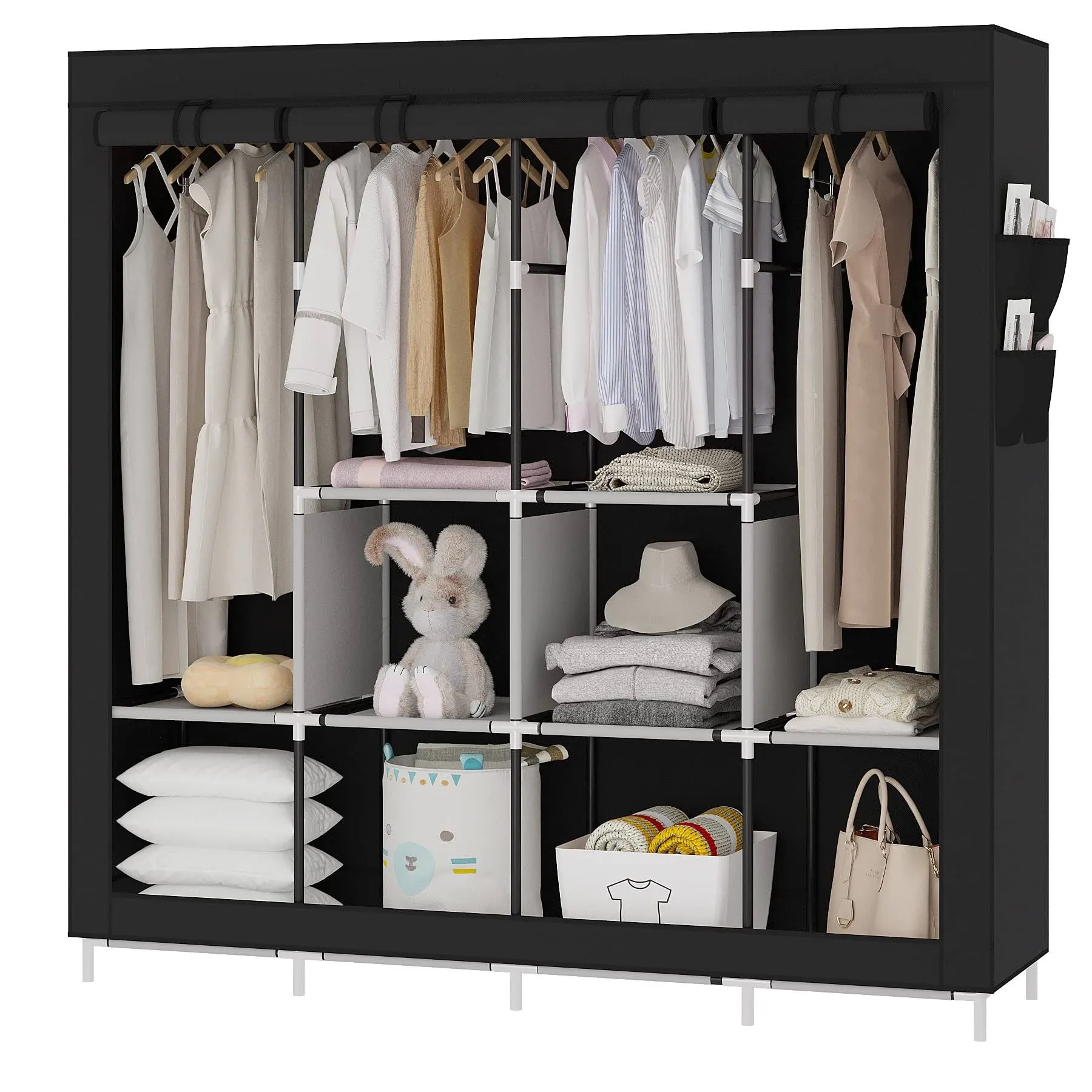 UDEAR Portable Closet Large Wardrobe Closet Clothes Organizer with 6 Storage ...