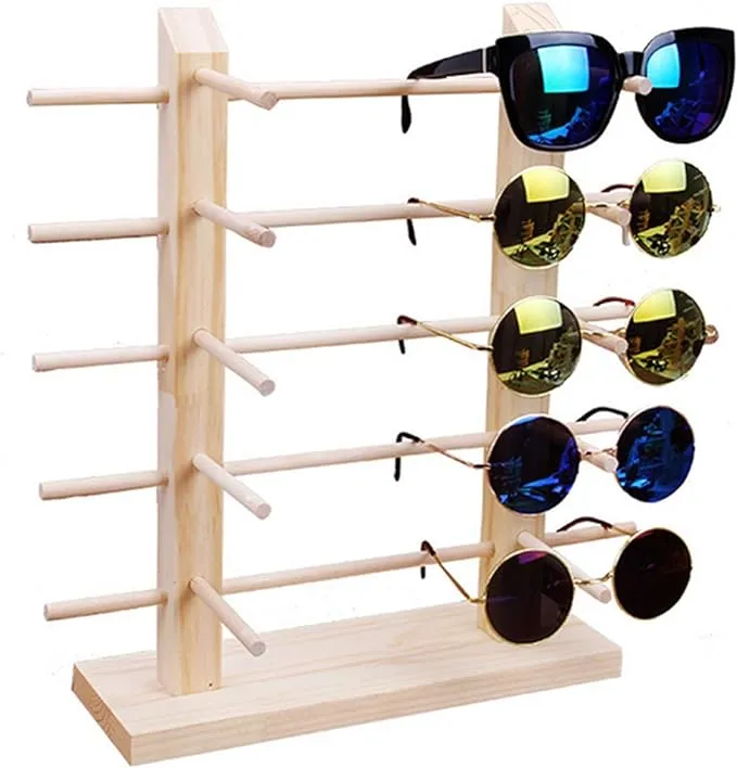 Tang Song Solid Wood Glass Display Holder Sunglass Display Holder Wood Glass Display Rack Double Linen Glass Showcase