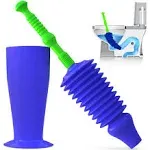 Luigi's World's Best Plunger - Unclogger Tools for Unblocking Toilet - Heavy Duty Plungers with Unique Unblocker Design - Remover Tool to Unblock Toilet Blockage - Blue and Green