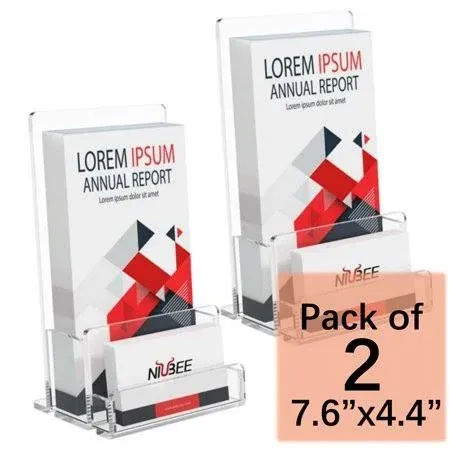 2-Pack Acrylic Brochure Holder 4‘’ , Clear Brochure Display Stand 