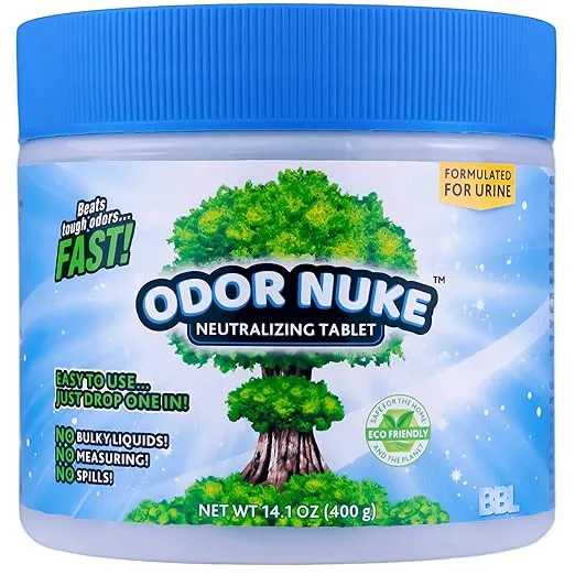 Odor Nuke Human Urine Odor Neutralizer Tablets to Kill Urine Smell in Camping Toilets, Portable Urinals for Men, Bedside Commode