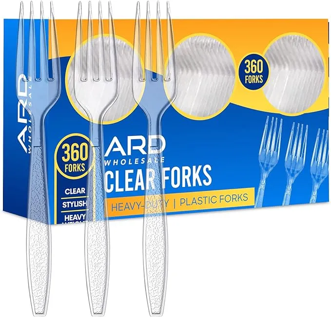 Ard Wholesale 360 Count Plastic Forks | Clear Extra Strong Extra Resistant | 360 Disposable Forks (360 Forks)