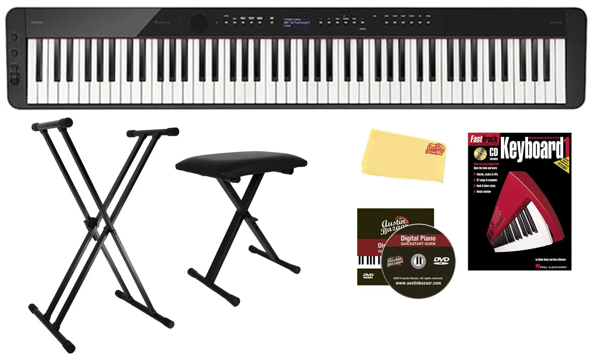 Casio PX-S3100 Privia Slim Digital Piano - Black w/ Adjustable Stand