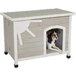 Midwest Eillo Folding Outdoor Wood Dog House, Beige, Small