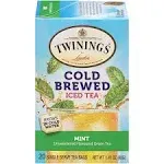 Twinings Mint Green Cold Brewed Iced Tea Bags, 20 Count (Pack of 6), Unsweetened Flavoured Green Tea, Caffeinated