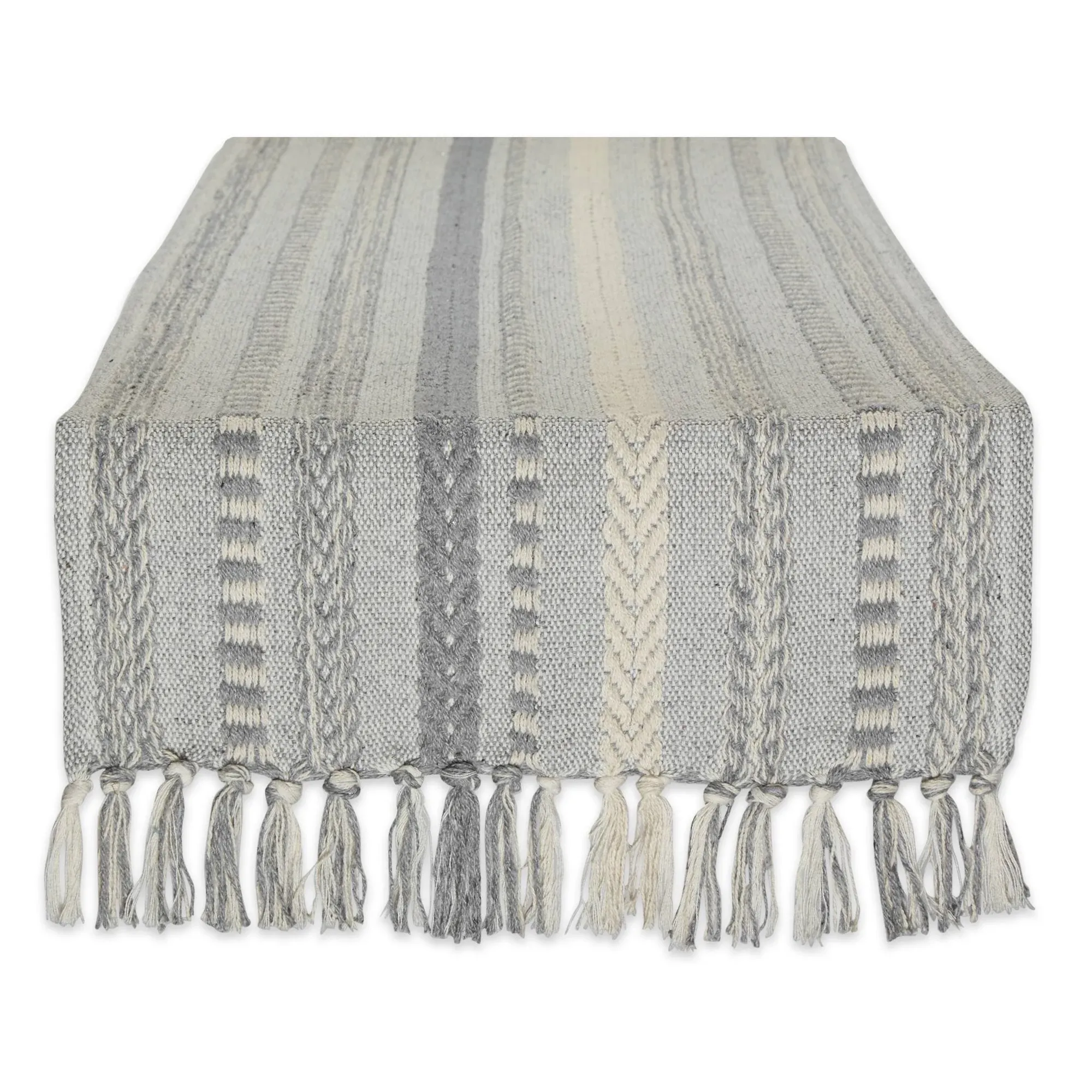 Dii Cool Gray Braided Stripe Table Runner 15x108