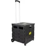 dbest Products Quik Cart Pro Collapsible Handcart with Lid Seat Stool, Black