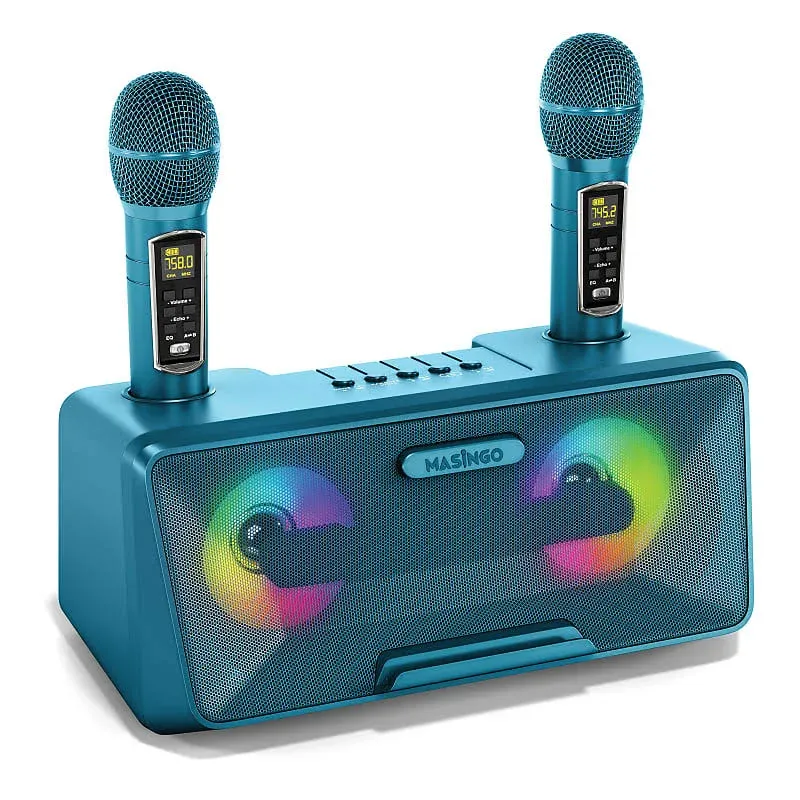 Karaoke Machine for Adults and Kids with 2 Wireless Microphones, Portable Blueto