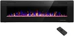 R.W.FLAME 68 inch Recessed and Wall Mounted Electric Fireplace, Ultra Thin and Low Noise,Fit for 2 x 6 Stud, Remote Control with Timer,Touch Screen,Adjustable Flame Color and Speed