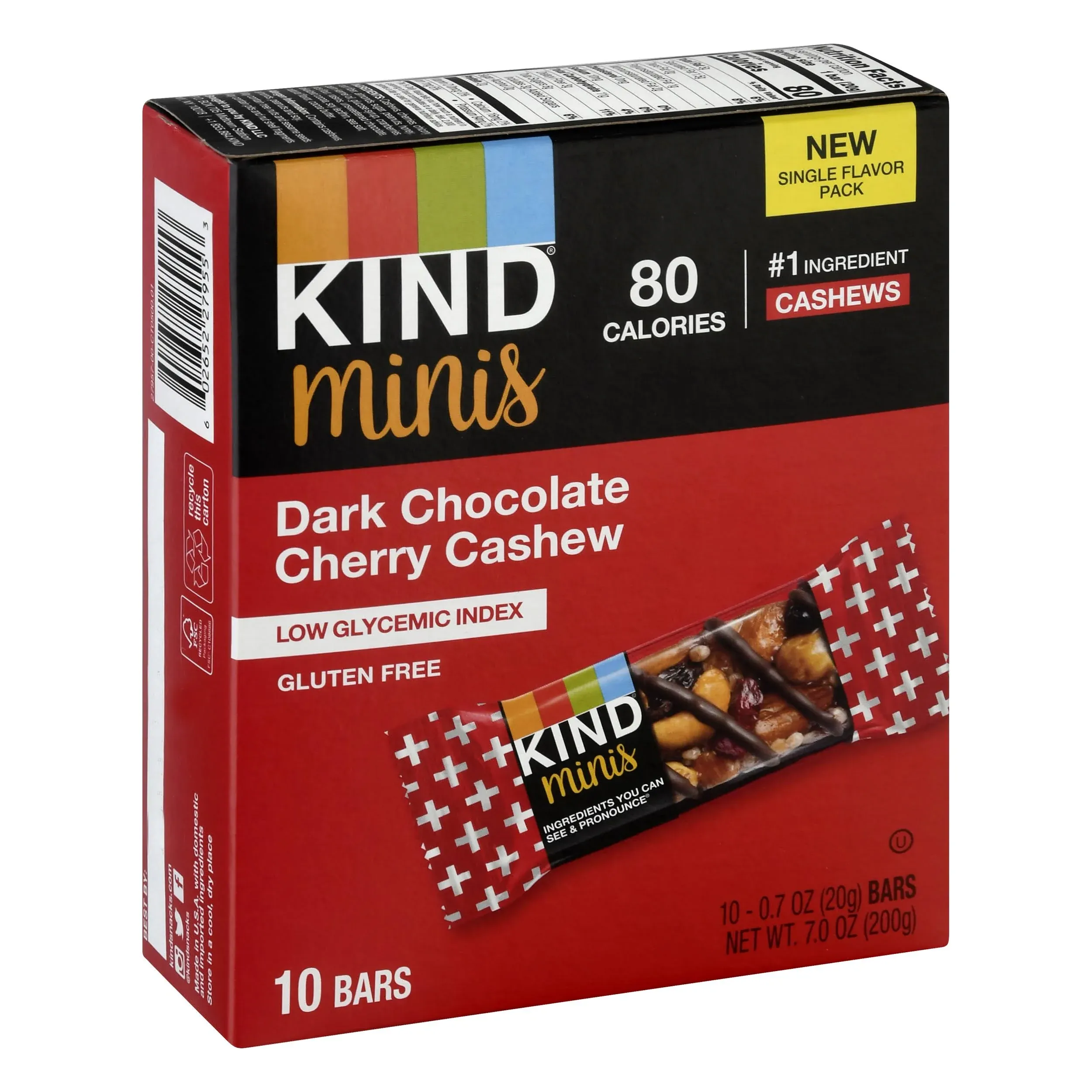 Kind Bars, Dark Chocolate Cherry Cashew, Minis - 10 pack, 0.7 oz bars