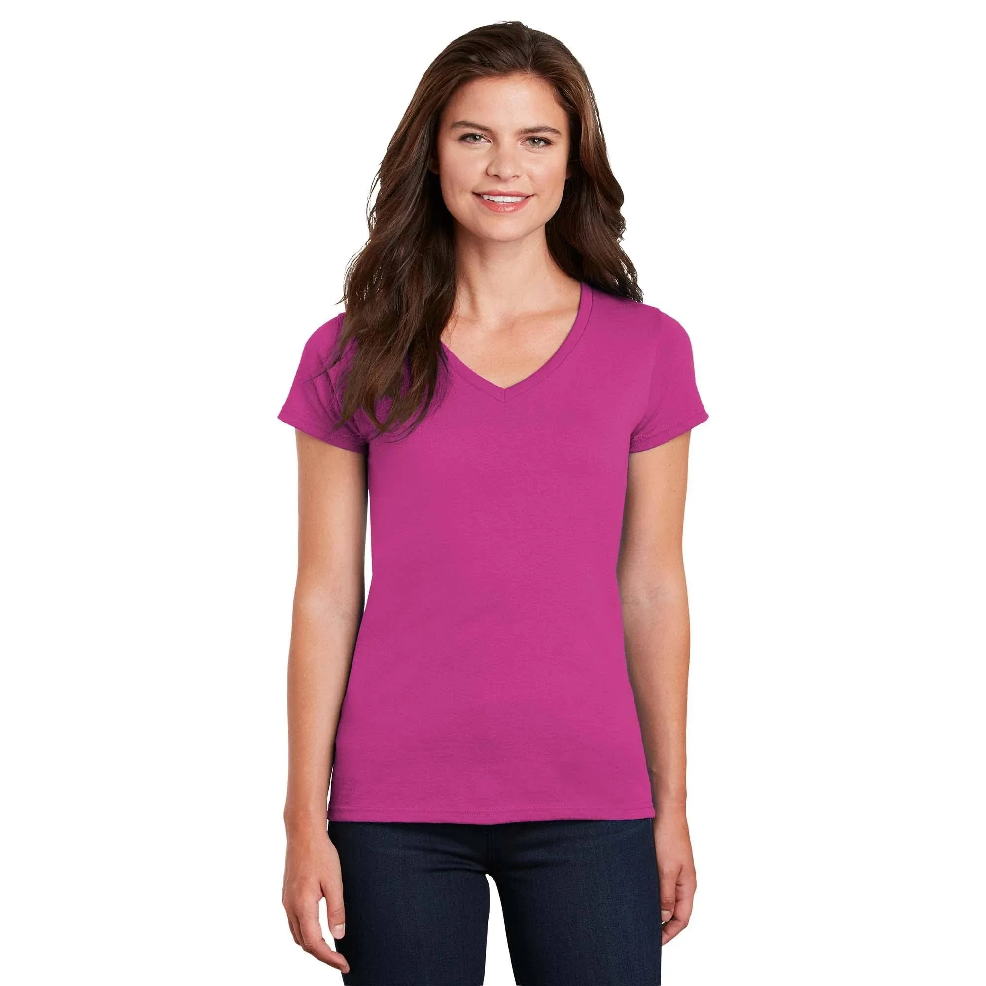 Gildan G500VL Ladies' Heavy Cotton V-Neck T-Shirt - Heliconia - XL