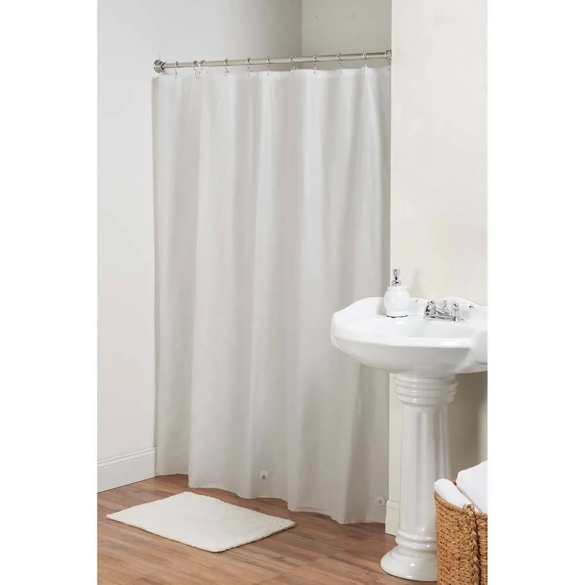 Clorox Treated Grey Shower Curtain Liner 70"x72" with Weighted Magnetic Hem, Lightweight Waterproof PEVA for Bathroom Tubs and Stall, Machine Washable