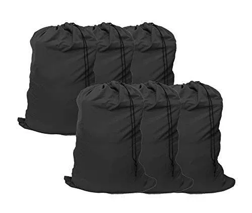 Extra Large Laundry Bag 6 Pack, Travel Laundry Bags with Drawstring Closure, 30"x40", for college, dorm and apartment dwellers (6Pcs Black)