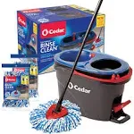 O-Cedar EasyWring RinseClean Microfiber Spin Mop & Bucket Floor Cleaning System with 3 Extra Refills, Grey