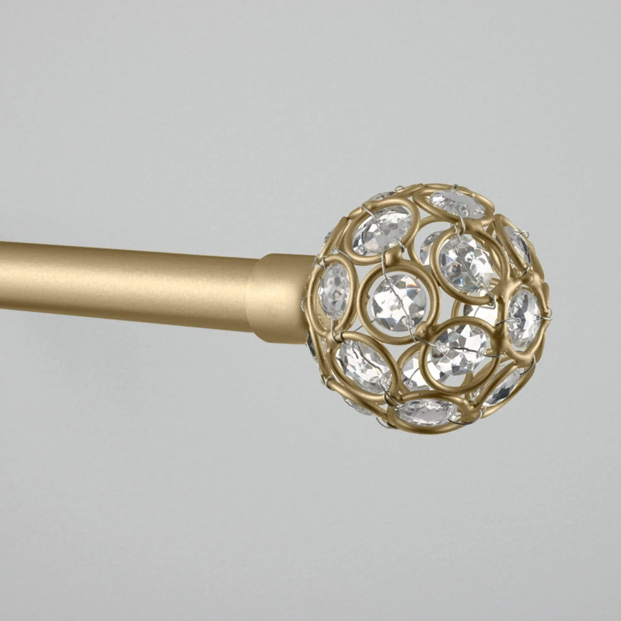 Exclusive Home Rings 1" Curtain Rod and Coordinating Finial Set, Gold, Adjustable 36"-72"