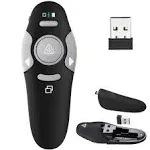 KUIYN Presentation Clicker Remote Laser Pointer - Wireless USB Presenter - Slideshow PowerPoint Clicker - Compatible with Win10—MAC - Support