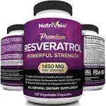 Nutrivein Resveratrol 1450mg - Antioxidant Supplement 120 Capsules – Supports Healthy Aging and Promotes Immune, Brain Boost and Joint Support - Made