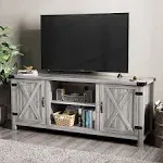 YESHOMY Modern Farmhouse TV Stand with Two Barn Doors and Storage Cabinets for Televisions Up to 65+ inch, Entertainment Center Console Table, Media