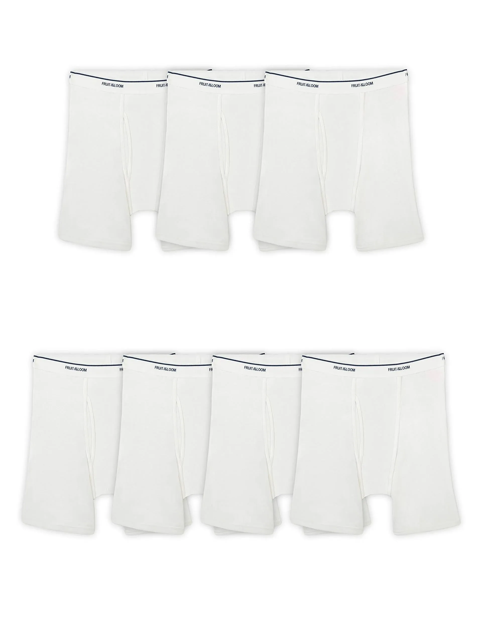 Fruit of The Loom Men's CoolZone Fly Boxer Briefs, White 7 Pack