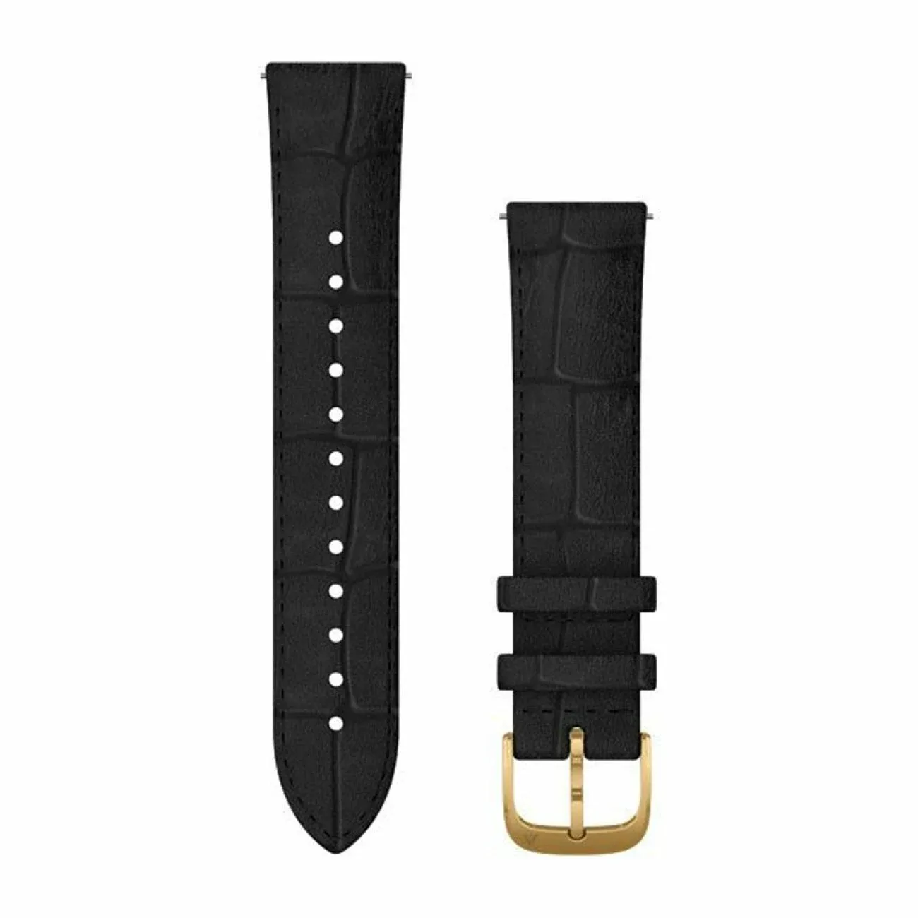 Garmin Quick Release Band 20mm Black Embossed Italian Leather 24K Gold PVD Hardware