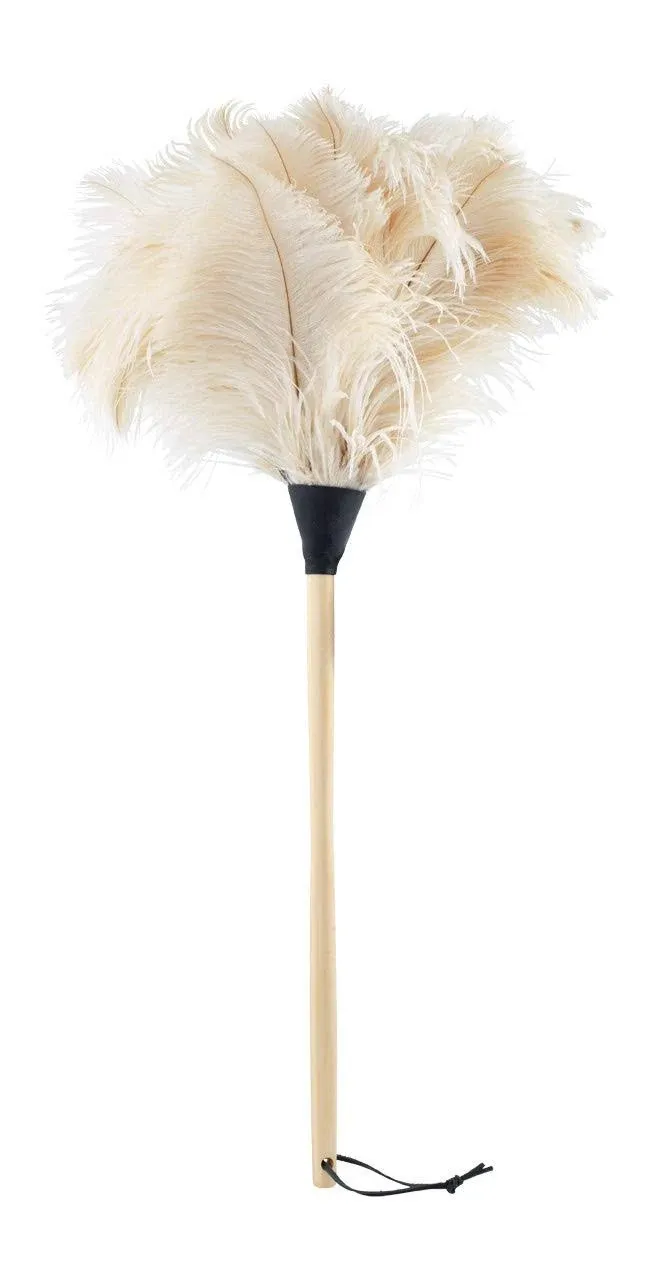 Redecker Ostrich Feather Duster with Varnished Wooden Handle, 31-1/2-Inches, Light