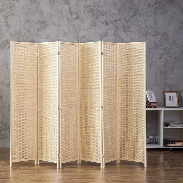 MyGift Woven Bamboo 6 Panel Room Divider Screen Partition, Divider for Room Separation, Beige