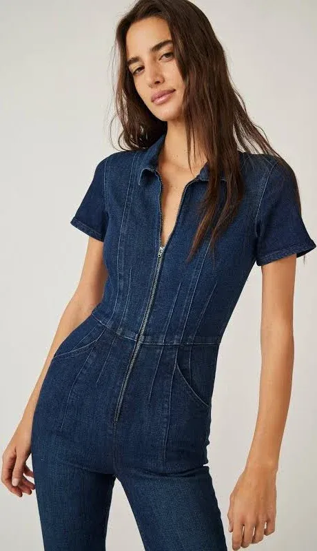 Free People Jayde Flare Jumpsuit Night Sky