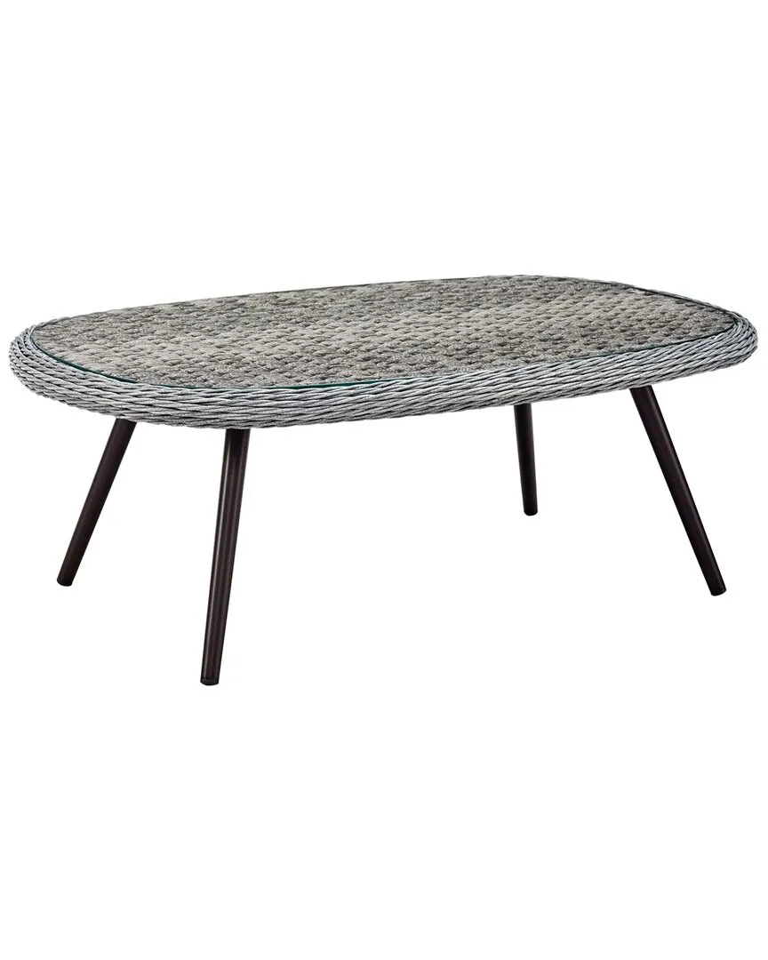 Outdoor Endeavor Outdoor Patio Wicker Rattan Coffee Table In Gray