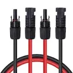 Renogy 20ft 10AWG Solar Panel male and Female Connectors, Extension Cables-Pair, 1 Pair (Red and Black)