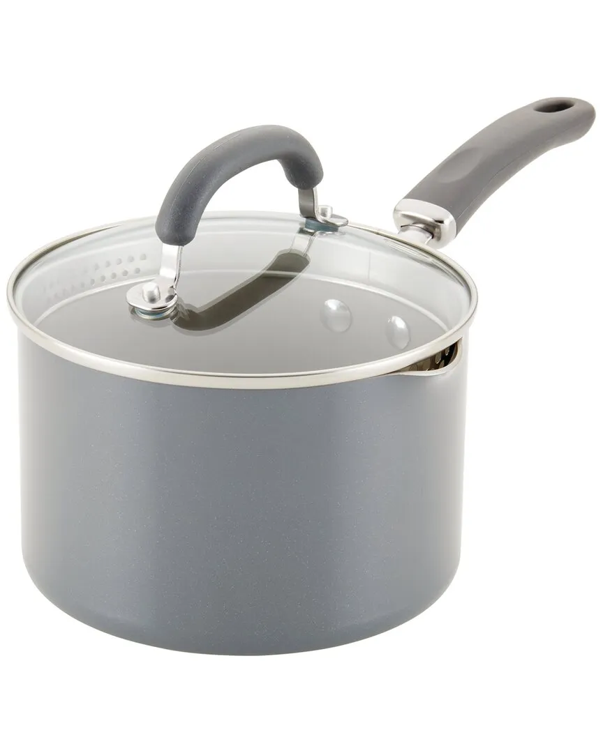 Create Delicious Aluminum Nonstick Straining Saucepan, 3-quart In Grey