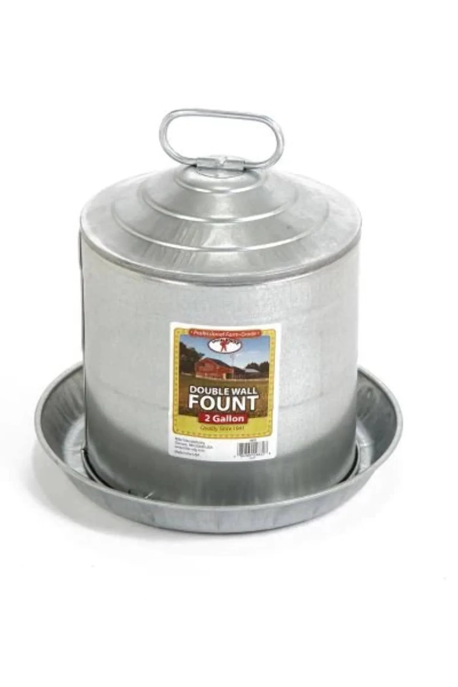 Little Giant Double Wall Poultry Fount Galvanized 2 Gal