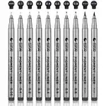 Mincho Set of 10 Black Micro-Pen Fineliner Ink Pens - Waterproof Archival Ink Micro Fine Point Liner Pen, Multiliner - Sketching, Anime, Artist