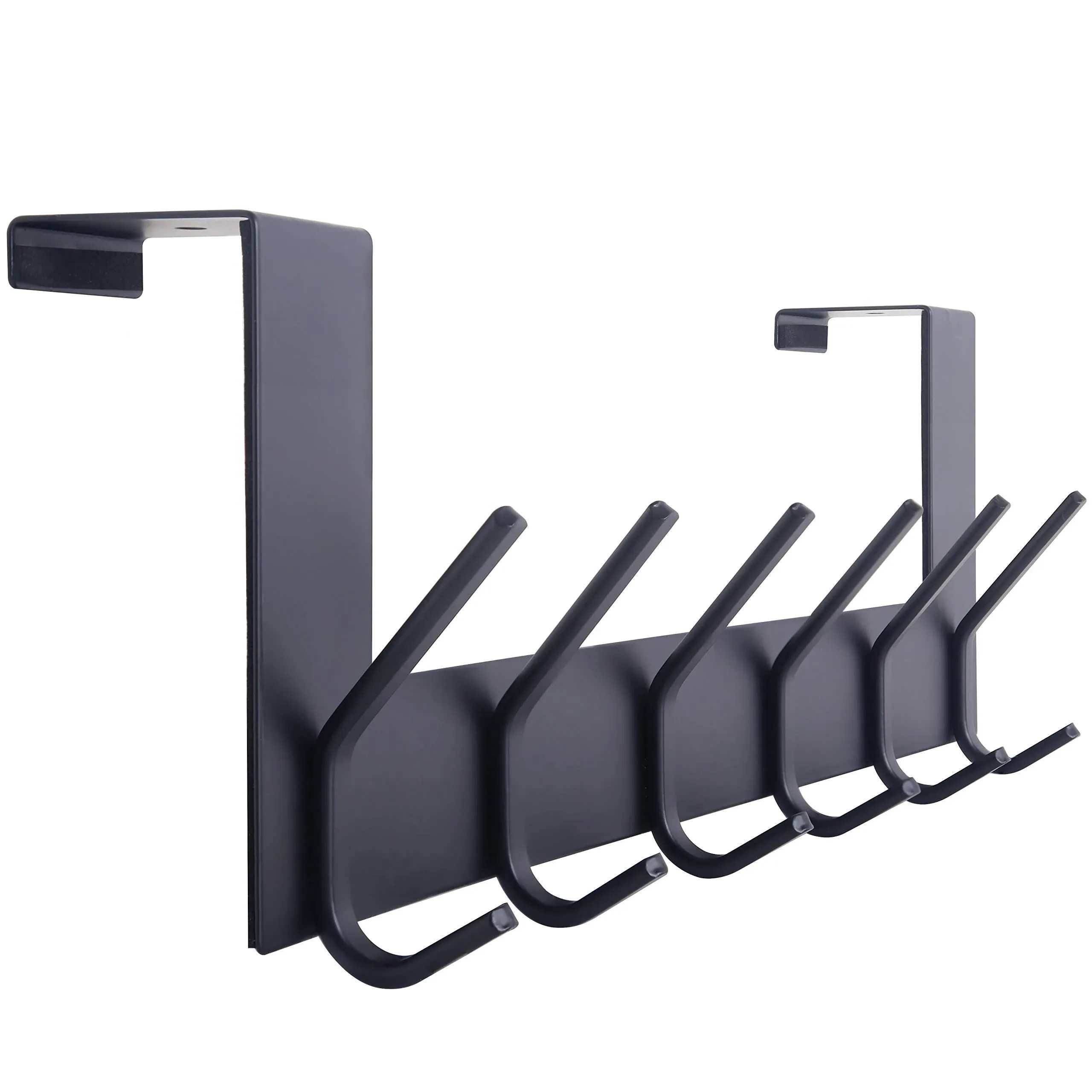 WEBI Over The Door Hook Door Hanger:Over The Door Towel Rack with 6 Coat Hooks for Hanging,Door Coat Hanger Towel Hanger Over,  Black