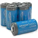 Amazon Basics 6-Pack CR123A Lithium Batteries, 3 Volt, 10-Year Shelf Life