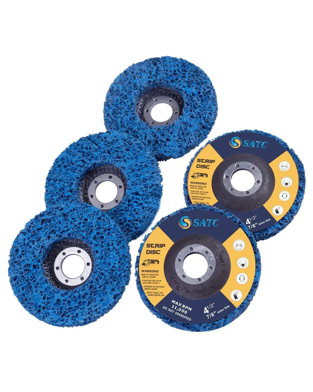 5PCS 4-1/2&#034; x7/8&#034; Blue Poly Strip Clean Disc Paint Stripping Rust Removal Wheels