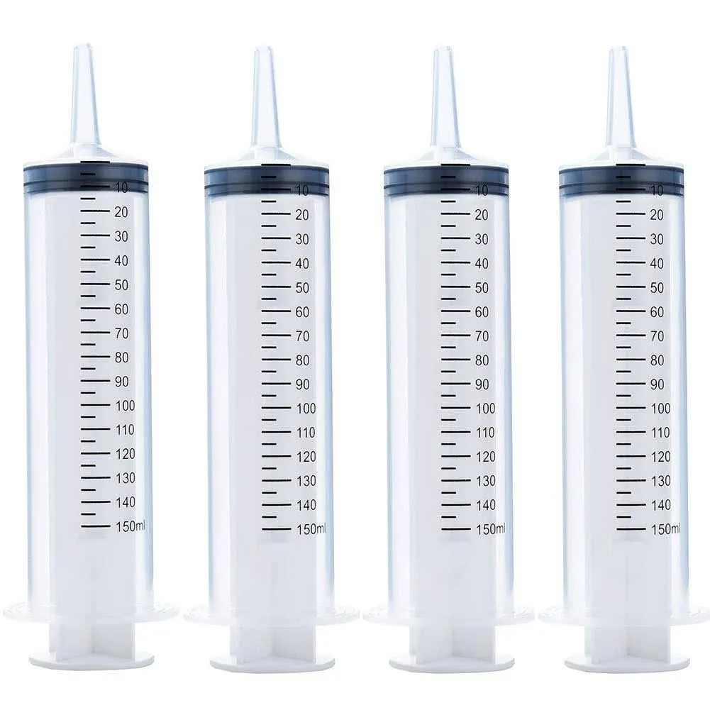 4 Pack 150Ml Syringes, Large Plastic Garden Industrial Syringes for Scientific L