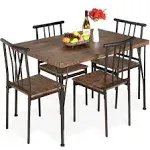 Best Choice Products 5-Piece Metal and Wood Indoor Modern Rectangular Dining Table Furniture Set w/ 4 Chairs - Drift Brown