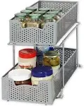 SimpleHouseware 2 Tier Sliding Cabinet Basket Organizer Drawer Silver