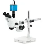 AmScope 7X-45X Trinocular Stereo Zoom Microscope On Single Arm Boom Stand