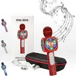 Karaoke Microphone with Built In Speaker - Red Bling with LED Lights