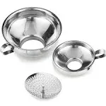 Delove Canning Funnel with Strainer for Wide and Regular Mason Jars - Wide-Mouth Funnels for Kitchen Use - Canning Supplies Kit - Stainless Steel - 3