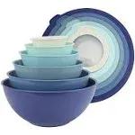 WITH COLOR Mixing Bowls with TPR Lids - 12 Piece Plastic Nesting Bowls Set inclu