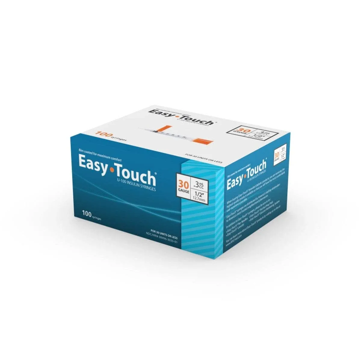 EasyTouch Syringe with Needle 0.3 ml 30 Box of 100 830355