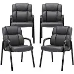 CLATINA Waiting Room Chair Reception Chair with Padded Arm Rest, Leather Office Desk Guest Chair for Lobby Conference Room, Black