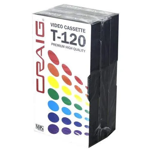 Craig CC358 Premium Blank T-120 VHS Video Tapes | 3-Pack | Video Casette Tapes ...